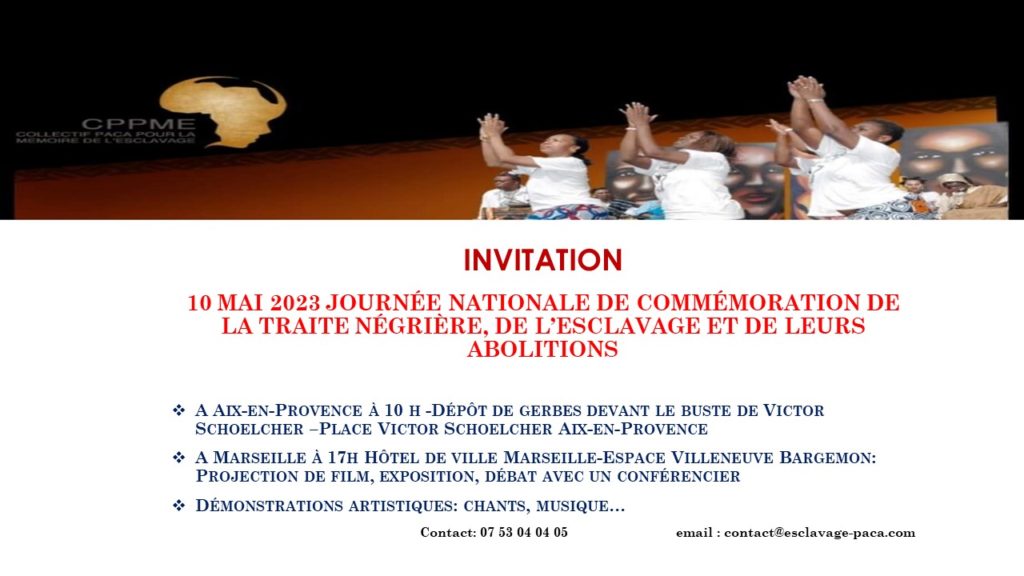 Invitation Hommage aux victimes de l'esclavage 10 mai 2023